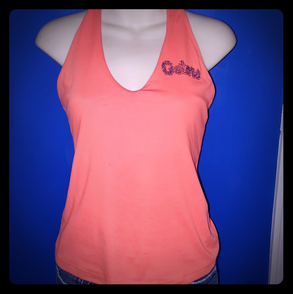 Cute bright orange bling Gators halter top-Small